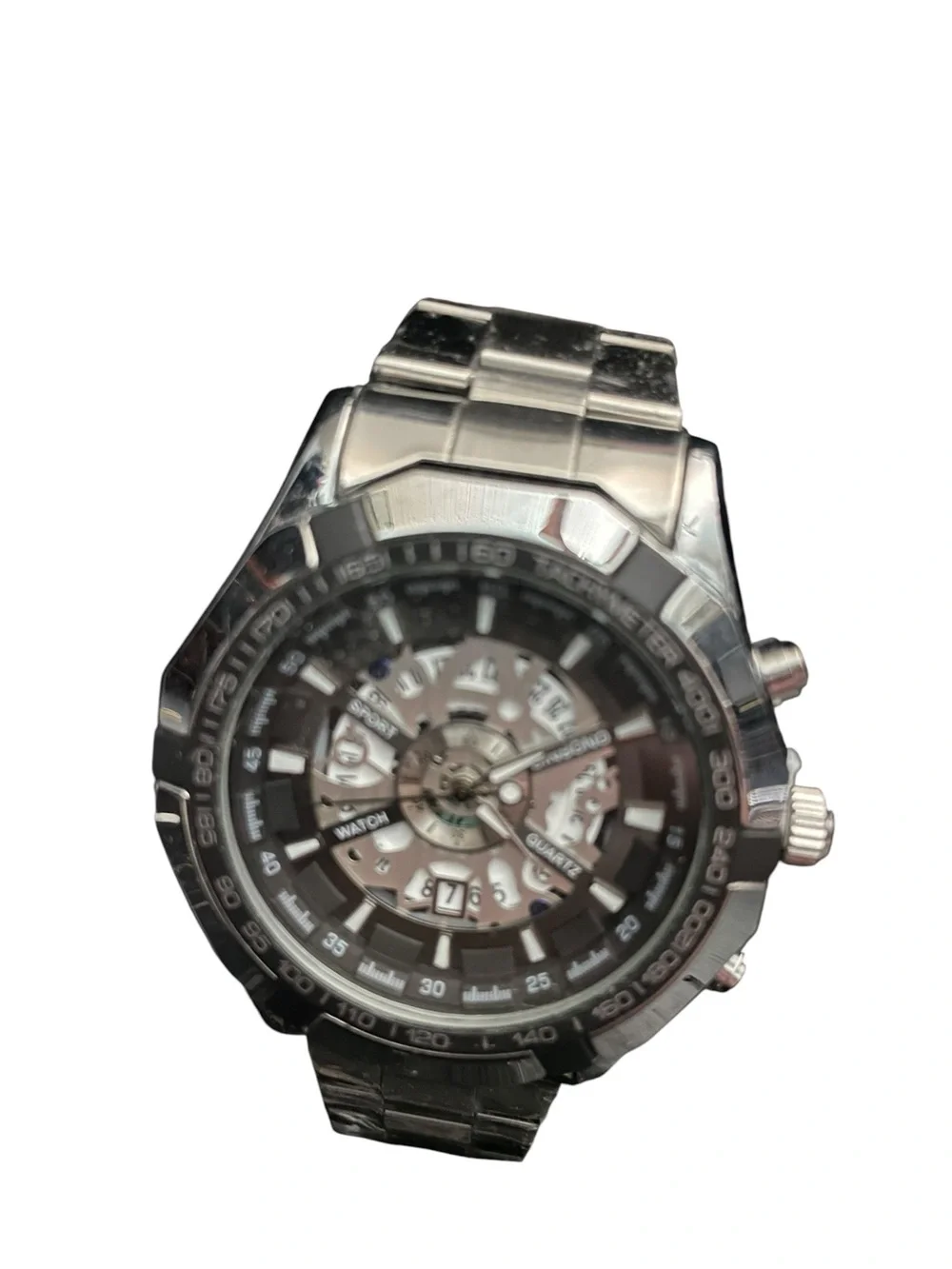 NWT Winisond Men's Silver Stainless Steel Quartz Sport Watch - Brand New